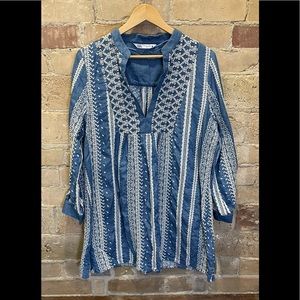 ZARA short demin embroidered tunic dress Sz L